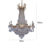 Denver Grand Gold & Crystal Empire Chandelier 85cm - Image 2