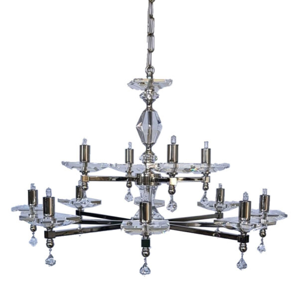 Boston 12 Light Crystal & Nickel Chandelier 70cm