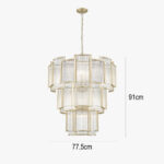 Chicago 13 Light Matt Gold Grand Tiered Pendant Light 77.5cm - Image 2