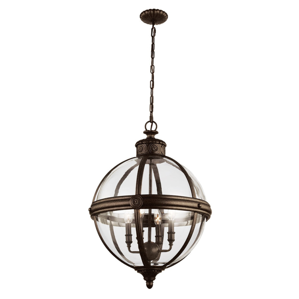 Feiss Adams 4 Light Pendant Chandelier - British Bronze