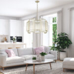 Chicago 5 Light Matt Gold Ceiling Pendant 56cm - Image 3