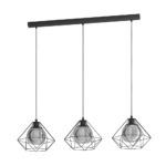 Eglo Vernham 3 Light Black Geometric Steel Pendant