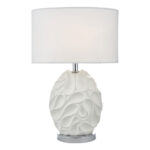 Zachary Textured Oval Table Lamp with White Linen Shade - Image 5