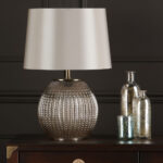 Sonia Brass & Silver Dual Table Lamp with Taupe Shade - Image 3