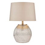 Sonia Brass & Silver Dual Table Lamp with Taupe Shade - Image 4