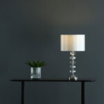 Oleana Polished Chrome Glass Crystal Table Lamp with Ivory Shade - Image 3