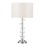 Oleana Polished Chrome Glass Crystal Table Lamp with Ivory Shade - Image 4