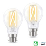 4lite WiZ Connected B22 Clear Filament Smart Bulbs 2 Pack