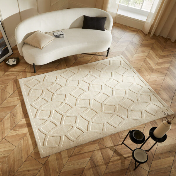 Concept Looms Priory Ivory Circles Rug in 4 Sizes