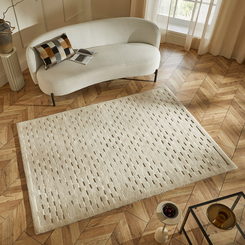 Concept Looms Priory Ivory Squares Rug in 4 Sizes