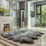 Bowron Longwool 100% Sheepskin Octo Rug, Stone - Image 9