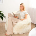 Bowron Longwool Sheepskin Beanbag in Ivory, 80 x 56 cm