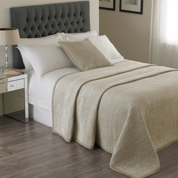 Brooklands Champagne Quilted Bedspread in 2 Sizes