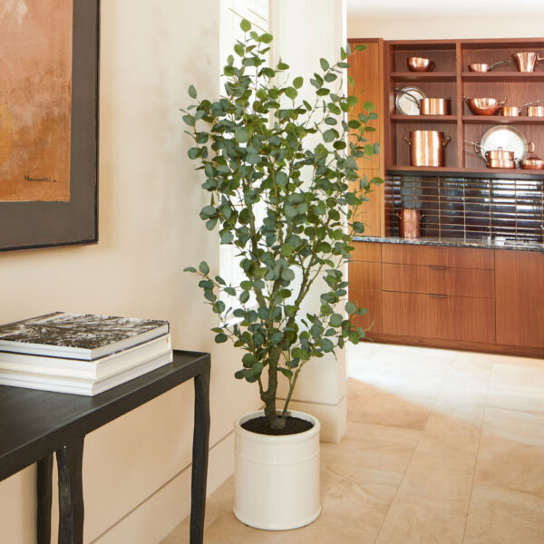 Artificial 6.5ft Eucalyptus Tree in French Crock Planter
