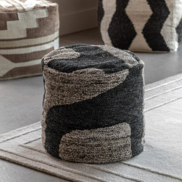 Gallery Bergen Mono Graphic Drum Pouffe, 50 x 45 cm