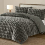 FRYE Faux Fur Grey 3 Piece Comforter Set