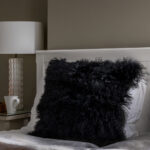 Naturally Sheepskins Mongolian Cushion, 50 x 50 cm in Grey - Image 2