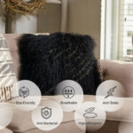 Naturally Sheepskins Mongolian Cushion, 50 x 50 cm in Grey - Image 3