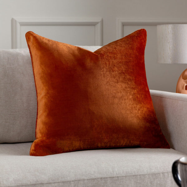Paoletti Luxe Rust Velvet Feather Fill Cushion 2 Pack, 55 x 55 cm
