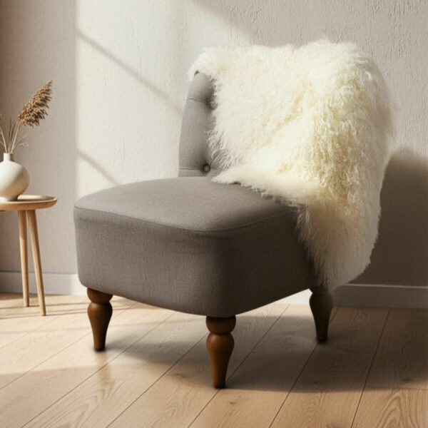 Bowron Tibetan Sheepskin Rug in White, 60 x 90 cm