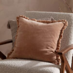 Furn Bertie Velvet Feather Fill Cushion 2 Pack in Cashew, 45 x 45 cm