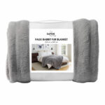 Faux Rabbit Fur Blanket in Taupe, 234 x 249 cm - Image 8
