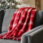 Gallery Heritage Red Check Faux Mohair Throw, 130 x 170 cm