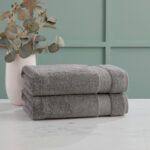 Grandeur 100% Hygro Cotton Bath Towels, Pack of 2 in Grey