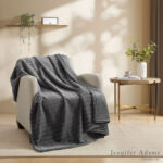 Jennifer Adams Luxe Reversible Faux Rabbit Fur Channel Throw, 152 x 178 cm