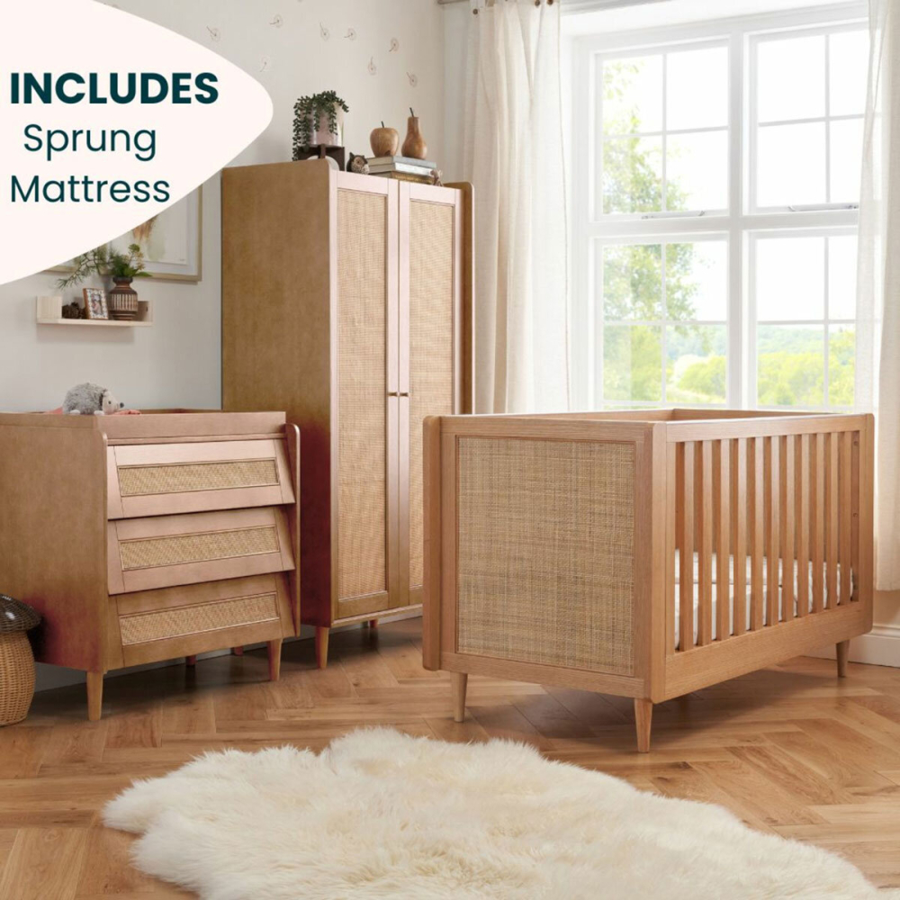Tutti Bambini Japandi 4 Piece Nursery Set, Light Oak