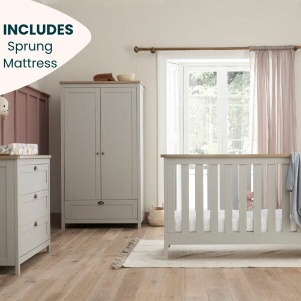 Tutti Bambini Verona 4 Piece Nursery Furniture Set, Grey & Oak