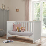 Tutti Bambini Verona Cot Bed with Sprung Mattress, White & Oak - Image 3