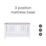 Tutti Bambini Verona Cot Bed with Sprung Mattress, White & Oak - Image 5