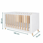 Tutti Bambini Fika Cot Bed with Sprung Mattress, White & Light Oak - Image 2