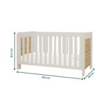 Tutti Bambini Alba Cot Bed with Sprung Mattress, White Sand & Distressed Oak - Image 2