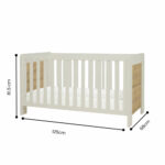 Tutti Bambini Alba Mini Cot Bed with Sprung Mattress, White Sand & Distressed Oak - Image 2