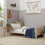 Tutti Bambini Alba Mini Cot Bed with Sprung Mattress, White Sand & Distressed Oak - Image 4