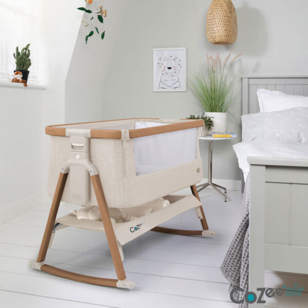Tutti Bambini CoZee Air Bedside Rocking Crib, Walnut & Ecru