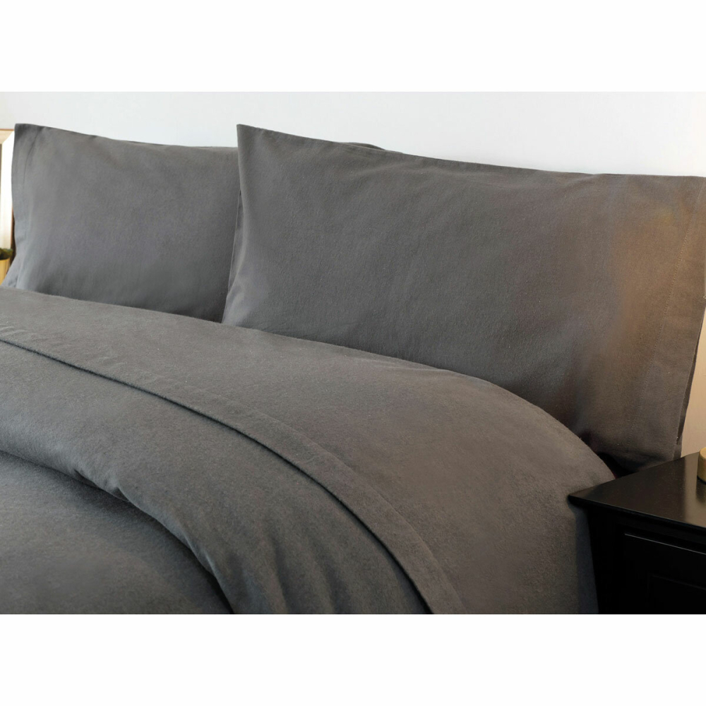 Belledorm Brushed Cotton Charcoal Bedding Bundle, in 4 Sizes