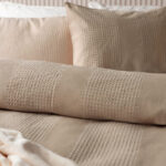 Belledorm Waffle Stripe Taupe Duvet Set, in 4 Sizes - Image 4