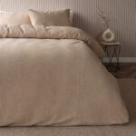 Belledorm Waffle Stripe Taupe Duvet Set, in 4 Sizes - Image 5