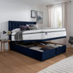 Silentnight Velvet Full Ottoman Divan Base with Bloomsbury Headboard in Maritime in 3 Sizes