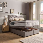 Silentnight Full Ottoman Divan Base with Eden Headboard in Wheat in 3 Sizes - Image 2