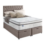 Silentnight Full Ottoman Divan Base with Eden Headboard in Wheat in 3 Sizes - Image 4