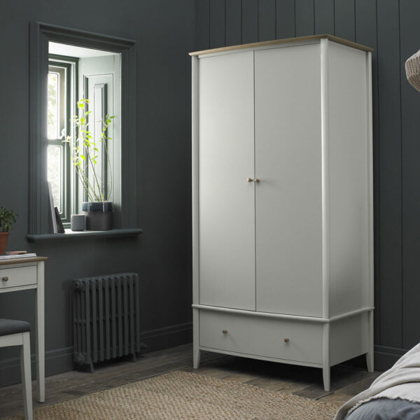 Bentley Designs Whitby Scandi Oak & Soft Grey Double Wardrobe