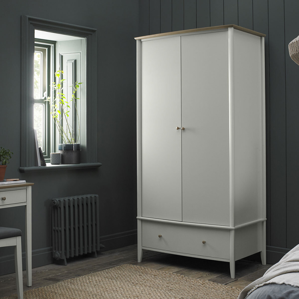 Bentley Designs Whitby Scandi Oak & Soft Grey Double Wardrobe