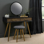 Bentley Designs Sienna Fumed Oak & Peppercorn Dressing Table & Stool