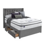 Silentnight Velvet Continental Drawer Divan Base with Bloomsbury Headboard in Maritime in 3 Sizes - Image 8