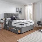 Silentnight Velvet 4 Drawer Divan Base with Bloomsbury Headboard in Maritime in 3 Sizes - Image 2