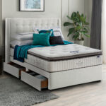 Silentnight 4 Drawer Divan Base with Bloomsbury Headboard in Slate Grey in 3 Sizes - Image 2